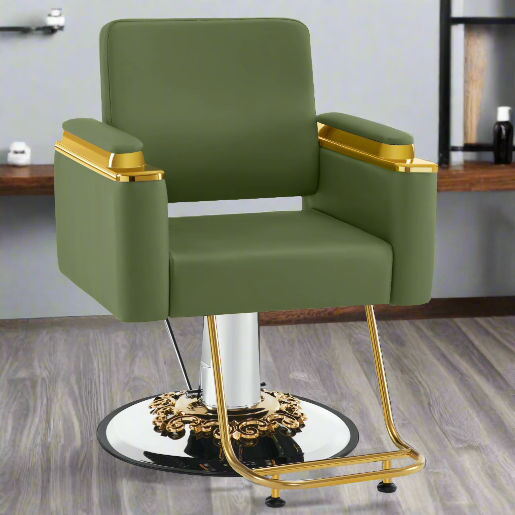 BarberPub Gold&Black Salon Chair, Hydraulic Barber Spa Styling Equipment 8633