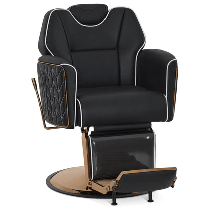 BarberPub Classic Barber Chair, Dual Hand Levers for Left-handed Users, Reclining Salon Chair, 9274