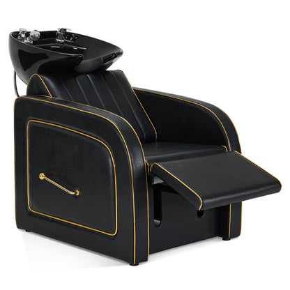 Backwash Shampoo Chair with Adjustable Porcelain Bowl Sink Unit for Spa Salon 9175