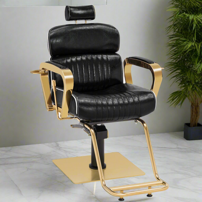 BarberPub Barber Chair with Headrest, Metal Hydraulic Reclining Salon Chair 3078