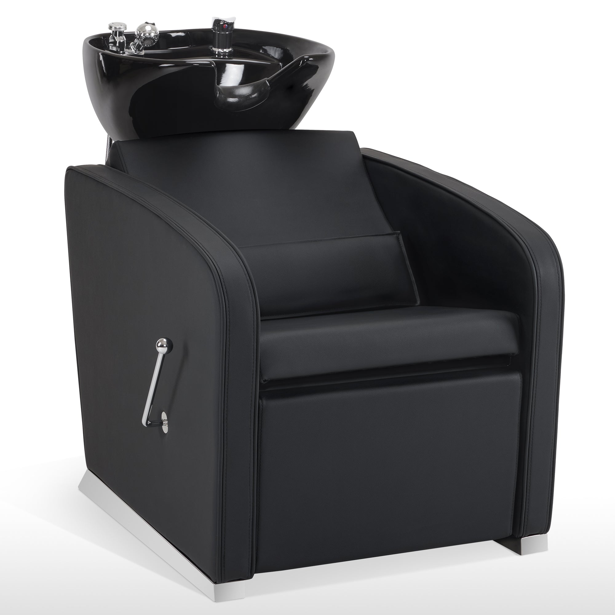 BarberPub Backwash Shampoo Station Chair, Salon Ceramic Hair Wash Bowl 9370