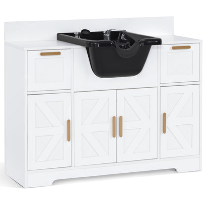 BarberPub Barber Shampoo Station, Salon Storage Equipment with Hair Wash Backwash Sink 3439