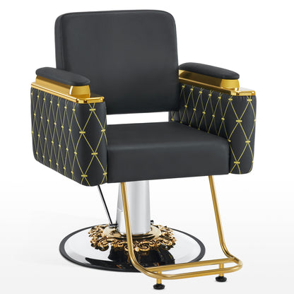 BarberPub Gold&Black Salon Chair, Hydraulic Barber Spa Styling Equipment 8633