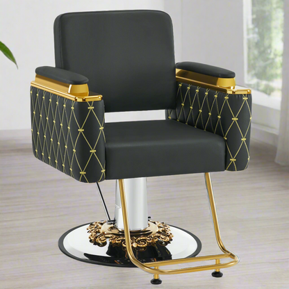 BarberPub Gold&Black Salon Chair, Hydraulic Barber Spa Styling Equipment 8633