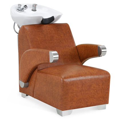 BarberPub Ceramic Bowl Backwash Shampoo Chair, Hair Washing Salon Station 9102