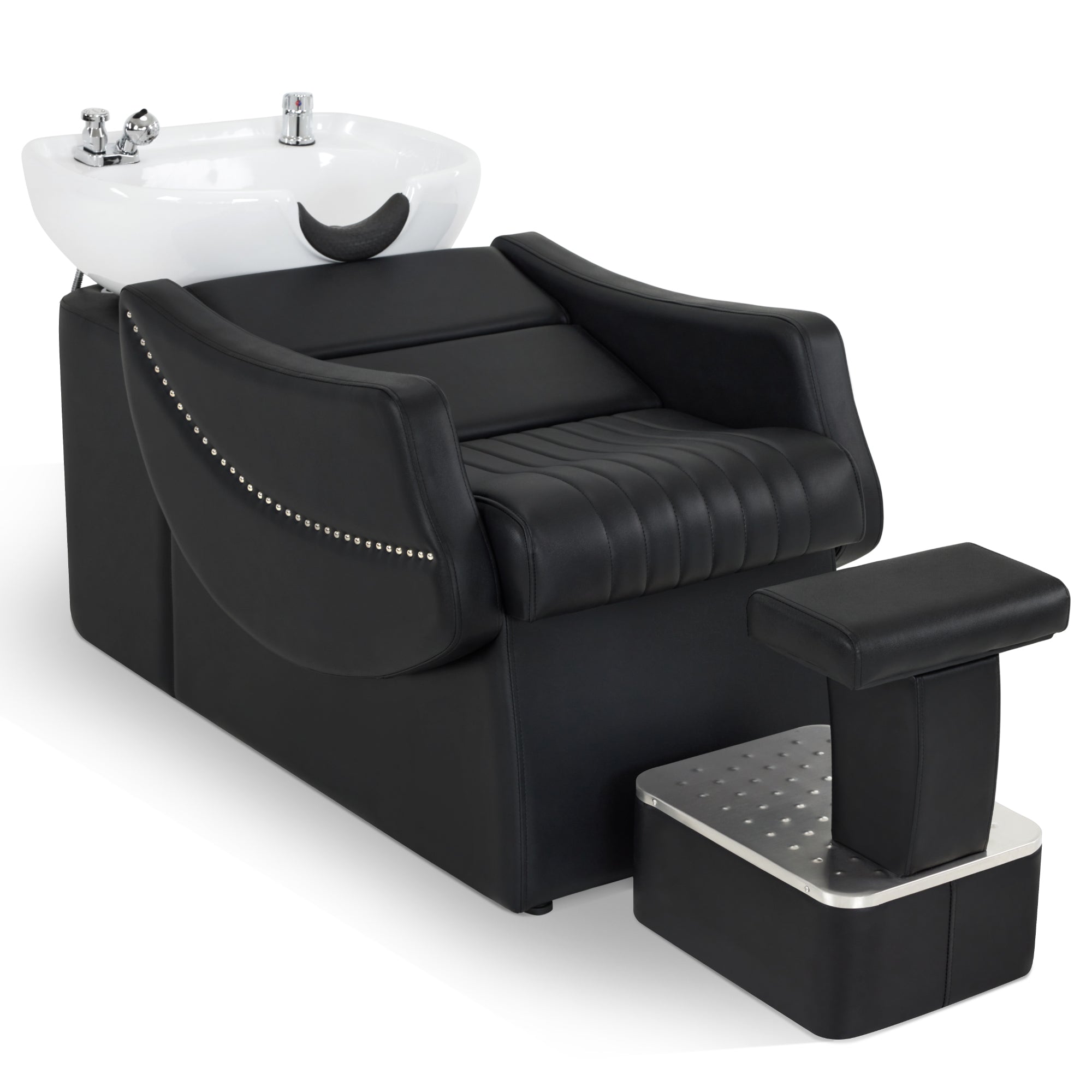 BarberPub Shampoo Backwash Station Chair, Ceramic Shampoo Bowl For Home Salon, Barbershop 9115