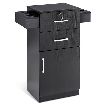 Modern Salon Station with Lockable Drawer & Cabinet, Storage Barber Cabinet for Hair Salon 2021