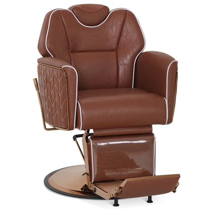 BarberPub Classic Barber Chair, Dual Hand Levers for Left-handed Users, Reclining Salon Chair, 9274