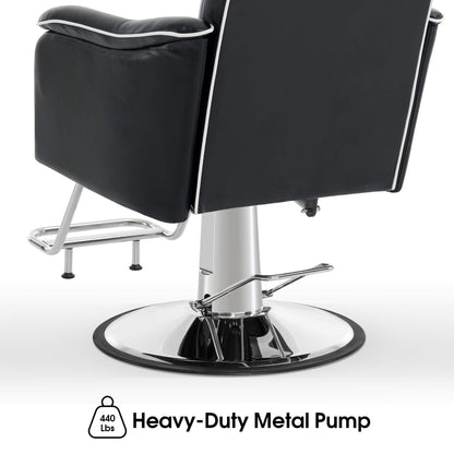 Barber Chair 9182 & Anti-Fatigue Mat 0020 Set - Reclining Hydraulic Barber Chair with 1/2"  Thick Salon Mat, Ideal for Barbers & Stylists