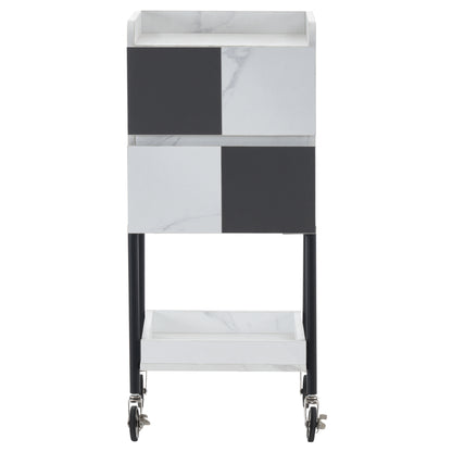 BarberPub Salon Storage Trolley with Casters, Contrast Panel Craft Art Serving Cart 2007