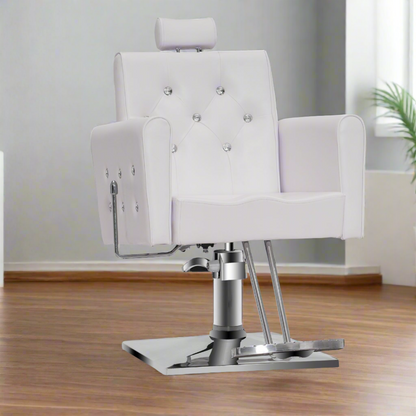 BarberPub Reclining Barber Chair, Removable Headrest Salon Chair for Hair Stylist 3123