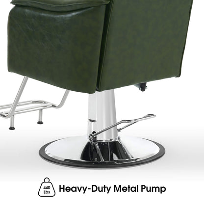 Barber Chair 9182 & Anti-Fatigue Mat 0020 Set - Reclining Hydraulic Barber Chair with 1/2"  Thick Salon Mat, Ideal for Barbers & Stylists