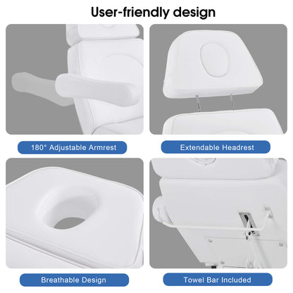 3 Motors Fully Adjustable Electric Facial Bed, Hydraulic Message Beauty Tattoo Chair with Thick Cushion 2782