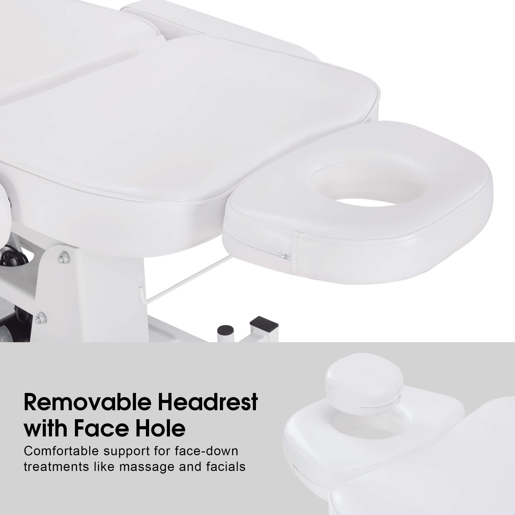 3 Motors Adjustable Electric Massage Beauty Bed, Spa Facial Chair with Foot Casters, PVC Leather 2754