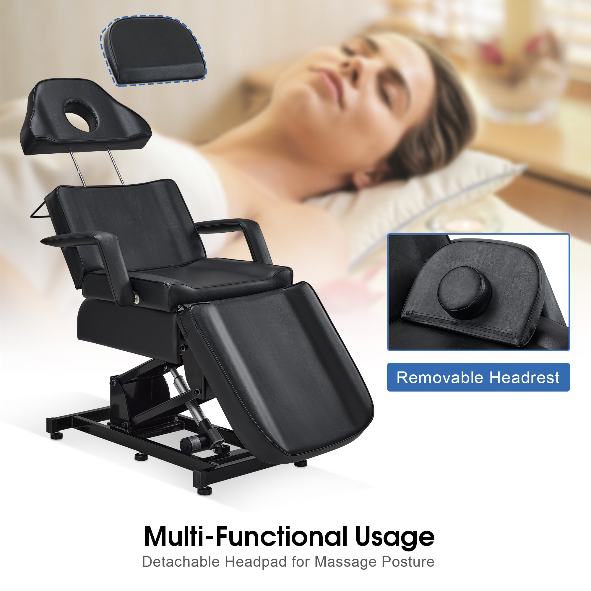 Electric Beauty Bed with 3 Motors, Tattoo Facial Bed for Esthetician , Massage Table for Client N2751