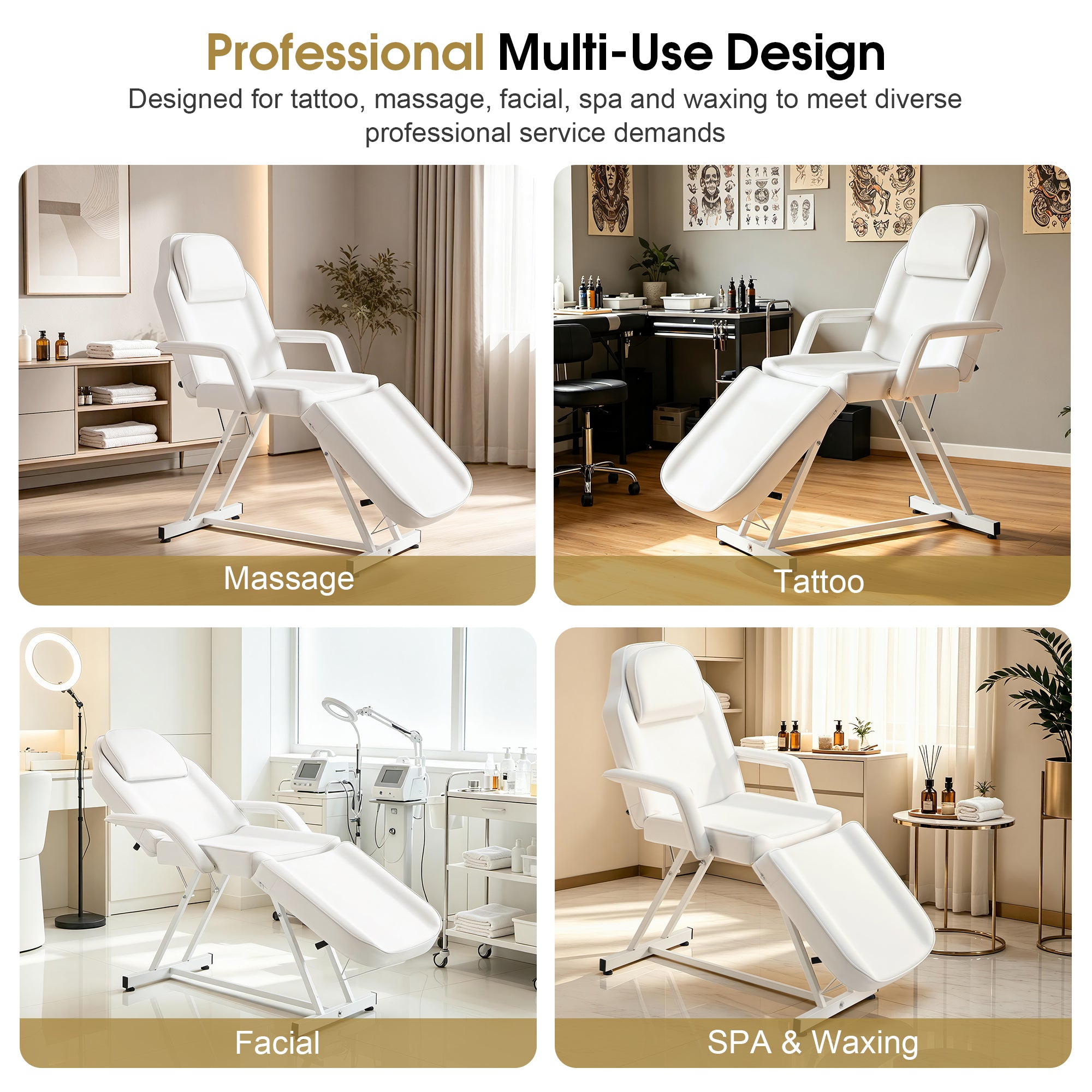 BarberPub Adjustable Tattoo Chair, Facial Chair for Client, 72 Inches Massage Table 0015
