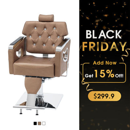 BarberPub Reclining Barber Chair for Hair Stylist, Hair Beauty Spa Salon Chair 8132