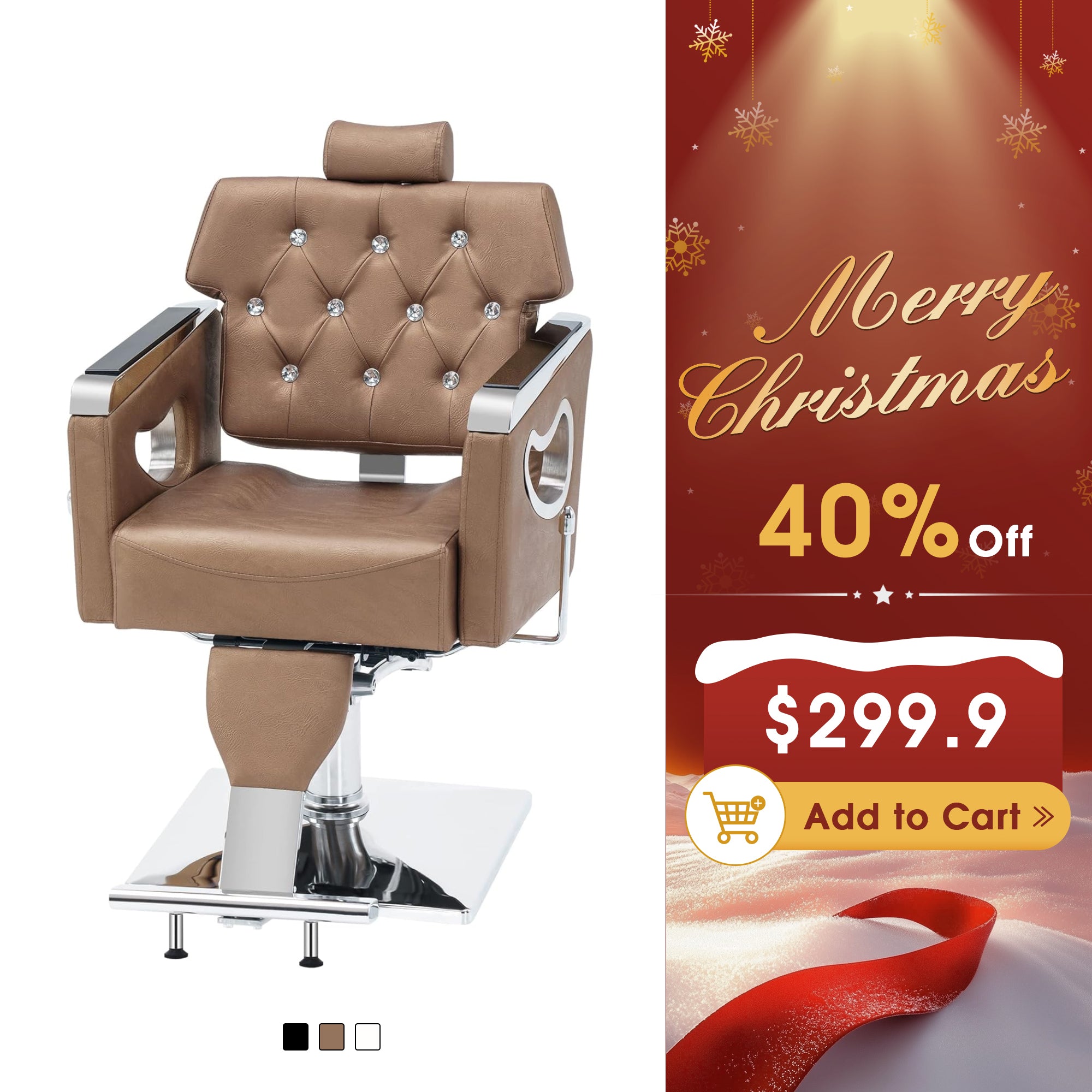 BarberPub Reclining Barber Chair for Hair Stylist, Hair Beauty Spa Salon Chair 8132