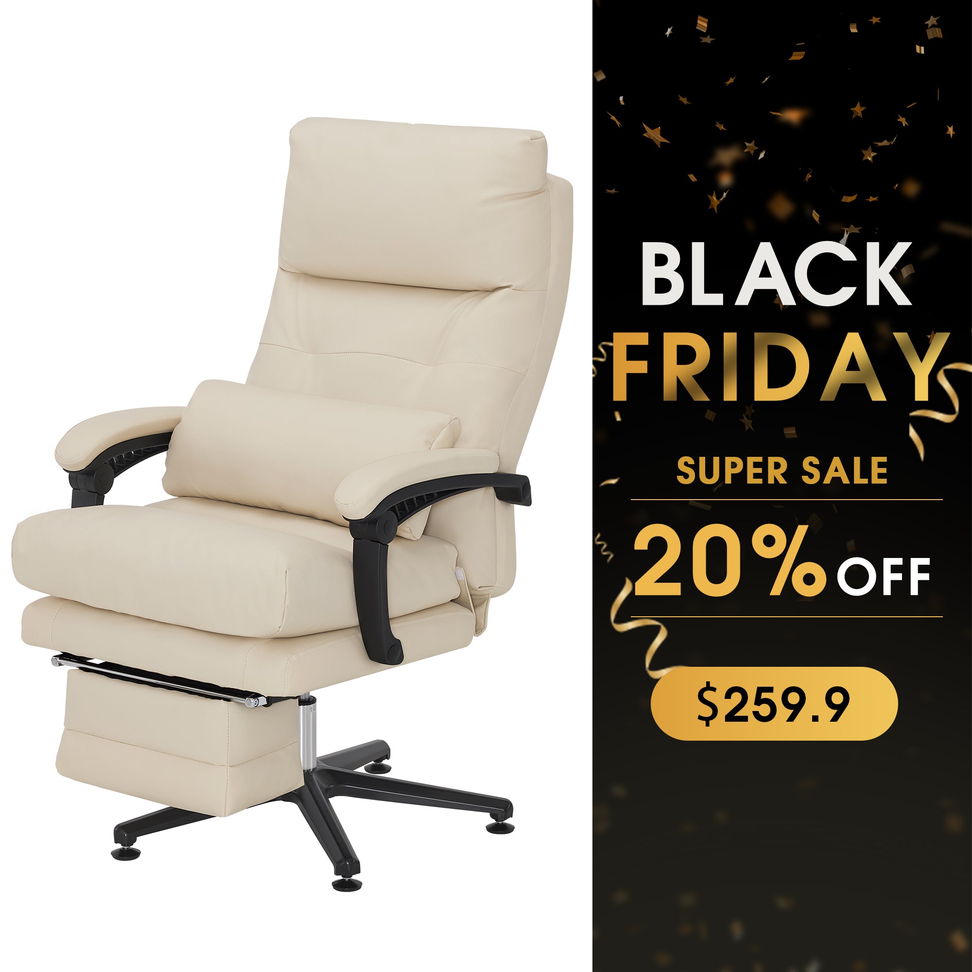 BarberPub Reclining Salon Pedicure Chair, 360° Swivel, Adjustable Height Lash Chair 8183