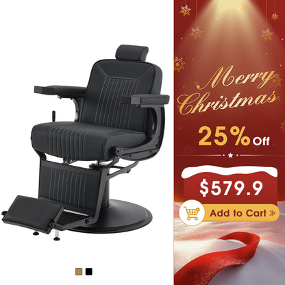 BarberPub Hydraulic Reclining Barber Chair with Adjustable Headrest, Black 8334