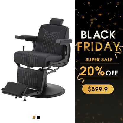 BarberPub Hydraulic Reclining Barber Chair with Adjustable Headrest, Black 8334