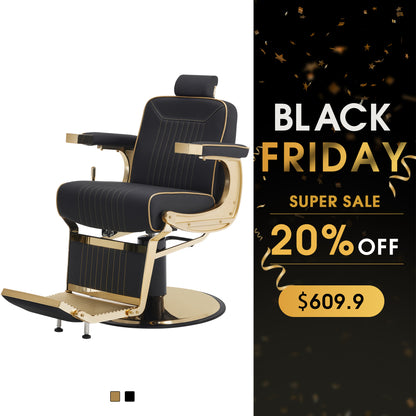 BarberPub Hydraulic Reclining Barber Chair with Adjustable Headrest, Black 8334