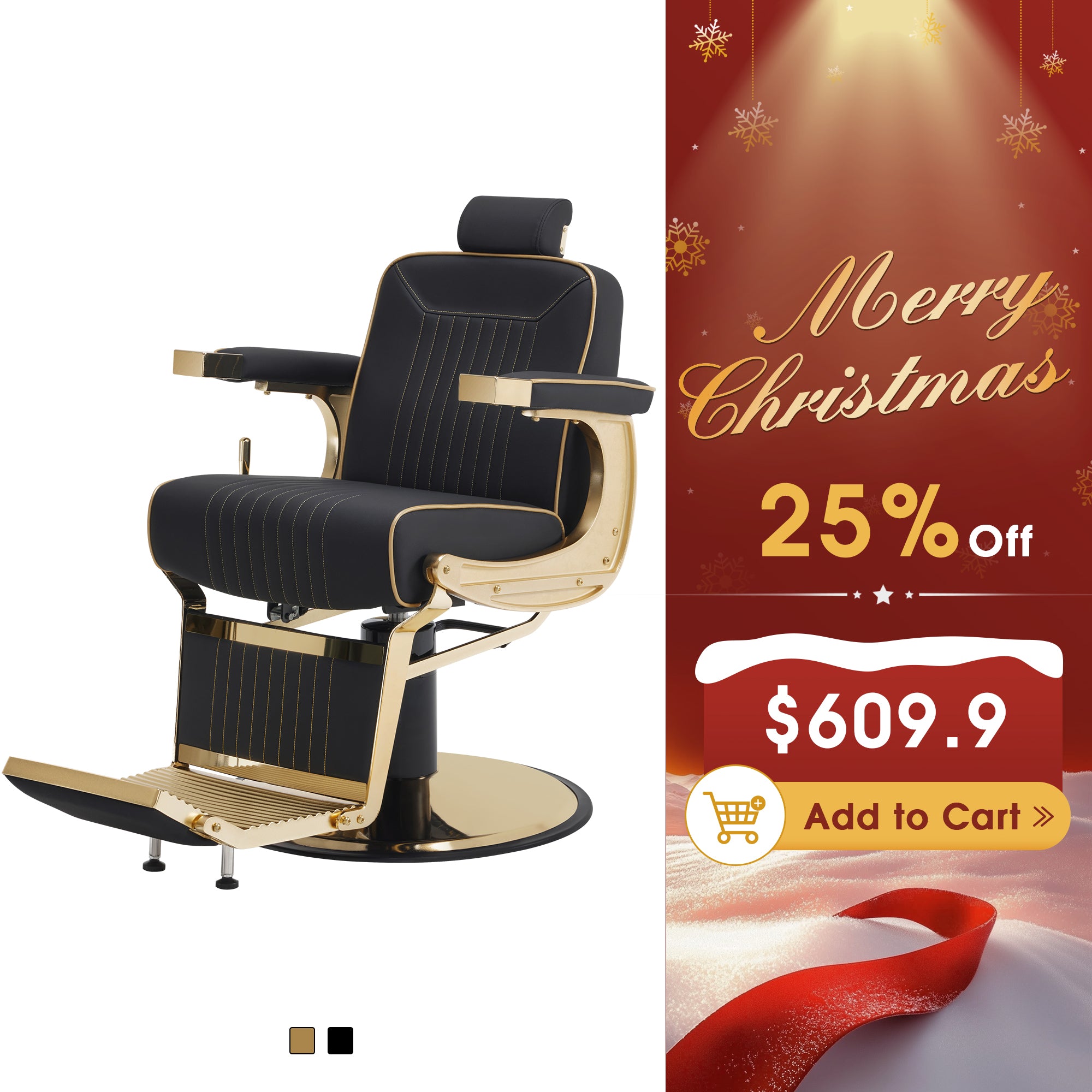 BarberPub Hydraulic Reclining Barber Chair with Adjustable Headrest, Black 8334
