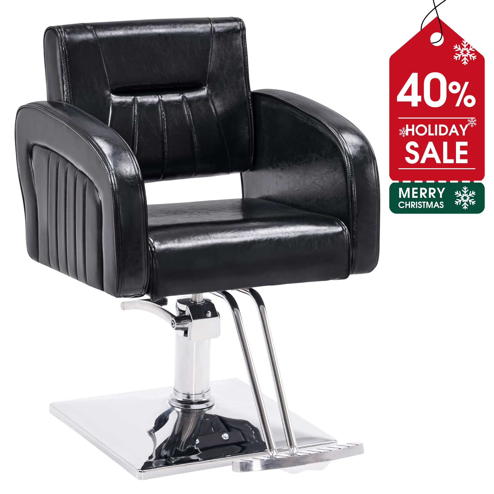 BarberPub Salon Chair for Hair Stylist, Black Hydraulic Barber SPA Beauty Chair 8538