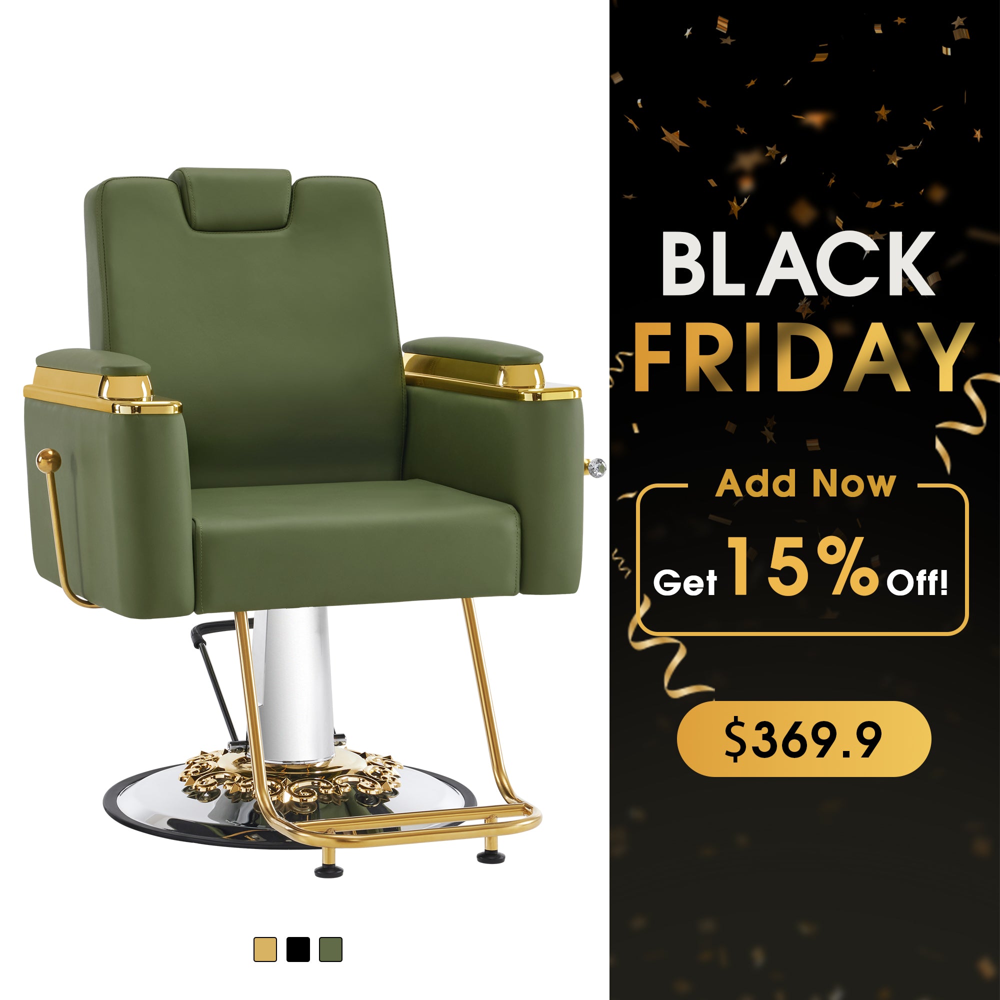 BarberPub Barber Chair with Headrest, Reclining Salon Chair for Hair Stylist 8623