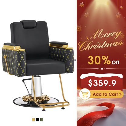 BarberPub Barber Chair with Headrest, Reclining Salon Chair for Hair Stylist 8623