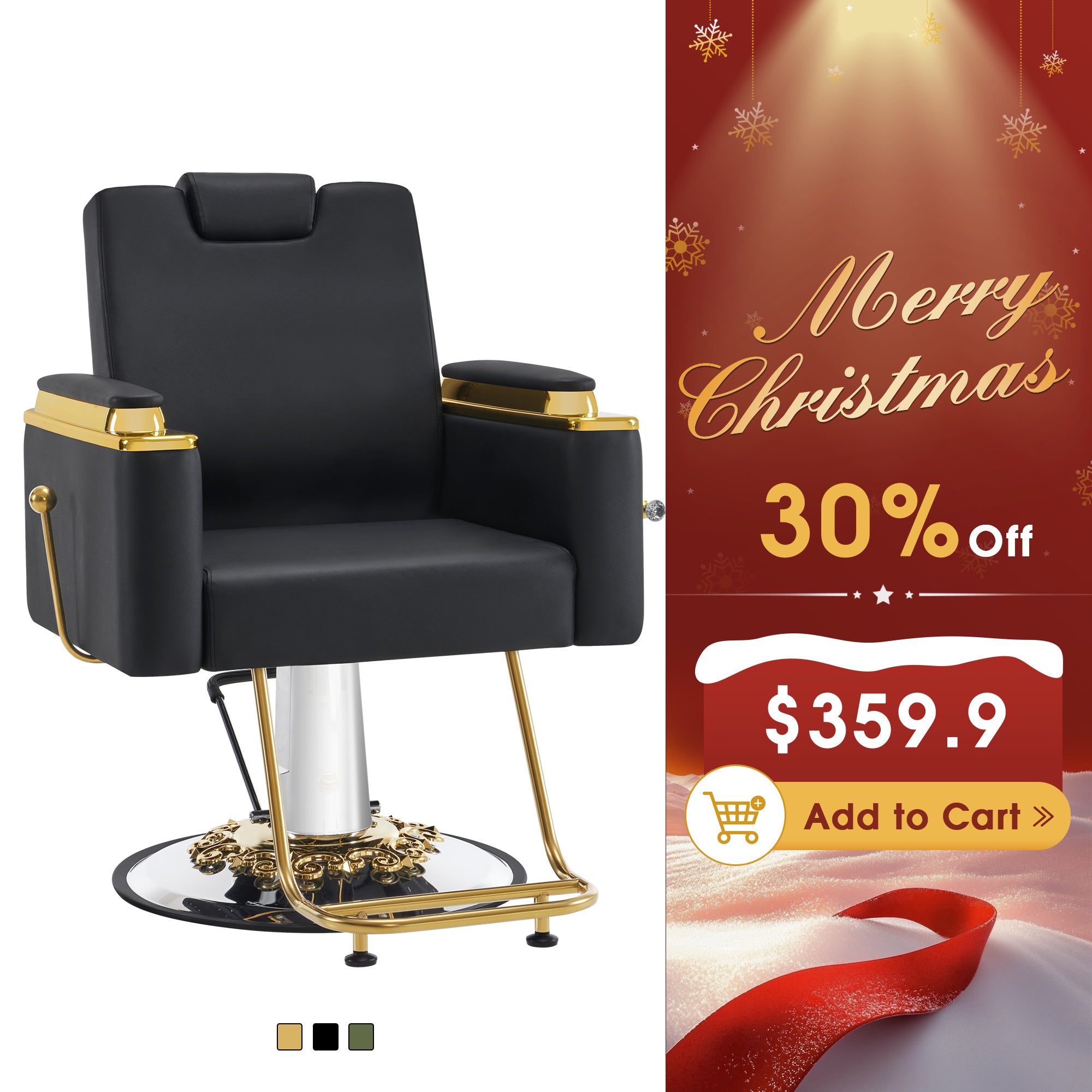 BarberPub Barber Chair with Headrest, Reclining Salon Chair for Hair Stylist 8623