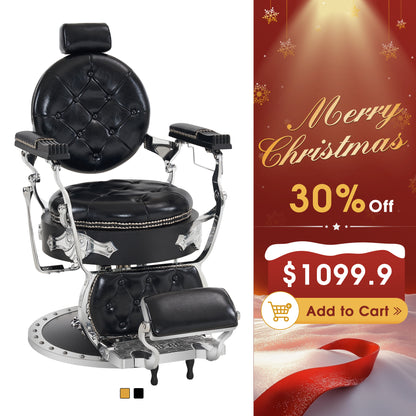 BarberPub Vintage Reclining Barber Chair, All Purpose Retro Hair Styling Chair 8688