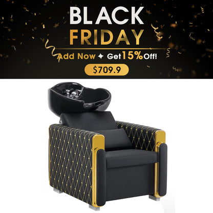 BarberPub Shampoo Chair, Backwash Ceramic Shampoo Bowl Unit Station 8690