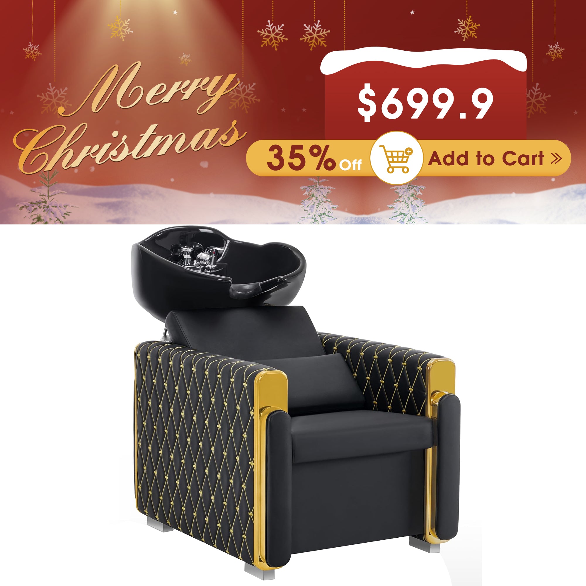 BarberPub Shampoo Chair, Backwash Ceramic Shampoo Bowl Unit Station 8690