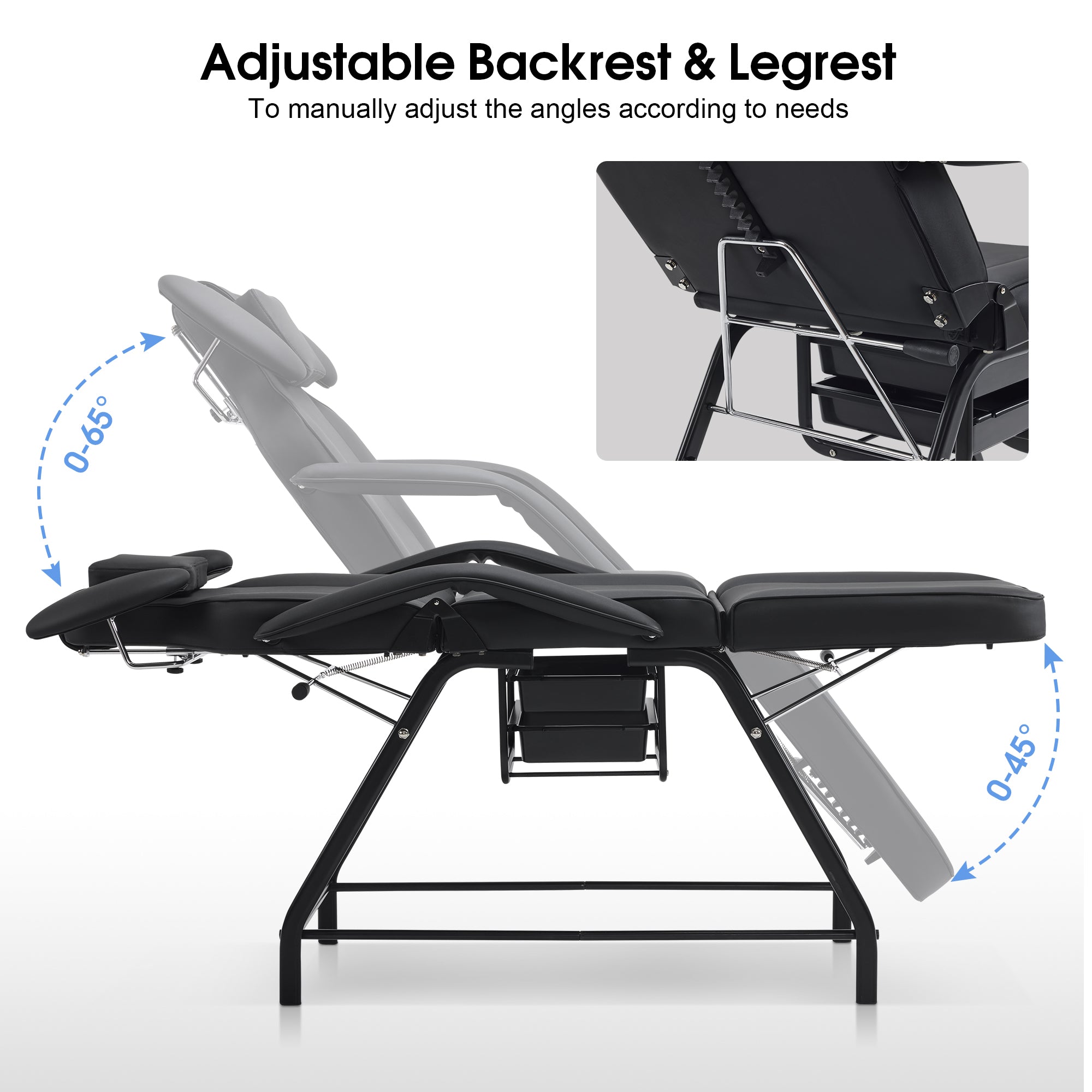 BarberPub Adjustable esthetician Facial Bed, Lash Recliner Chair 180 degree, 300 lbs capacity 2110