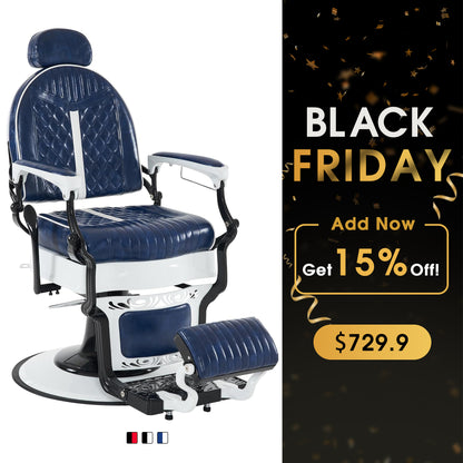 BarberPub Vintage Barber Chair with Headrest, All Purpose Reclining Salon Chair 8730