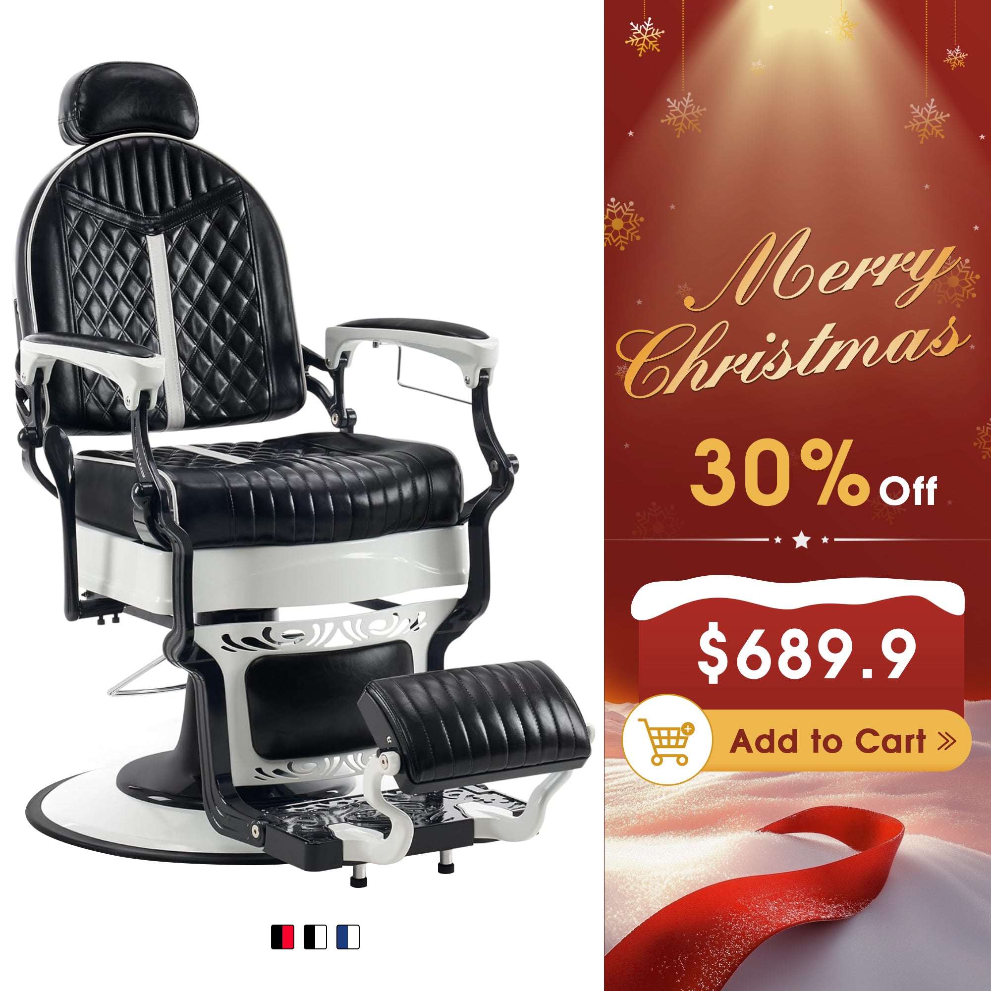 BarberPub Vintage Barber Chair with Headrest, All Purpose Reclining Salon Chair 8730