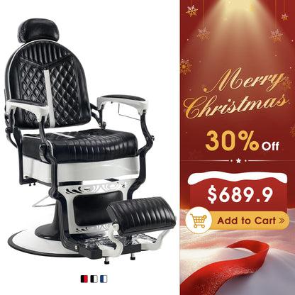 BarberPub Vintage Barber Chair with Headrest, All Purpose Reclining Salon Chair 8730