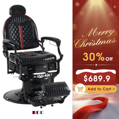 BarberPub Vintage Barber Chair with Headrest, All Purpose Reclining Salon Chair 8730