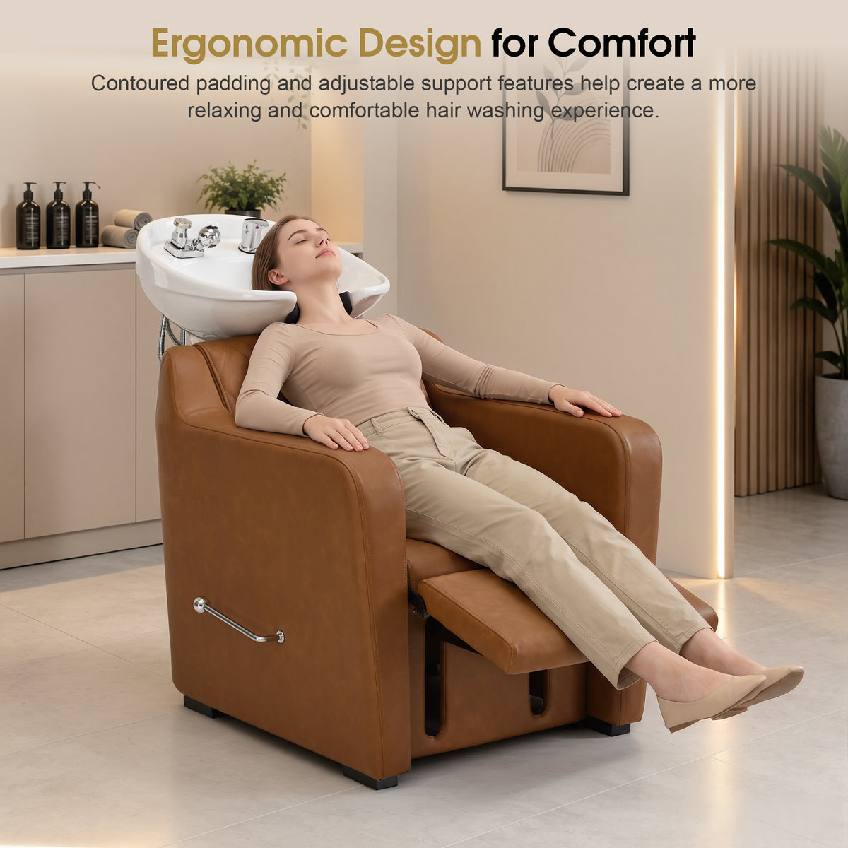 BarberPub Backwash Shampoo Chair and Bowl Set for Salon, 9064