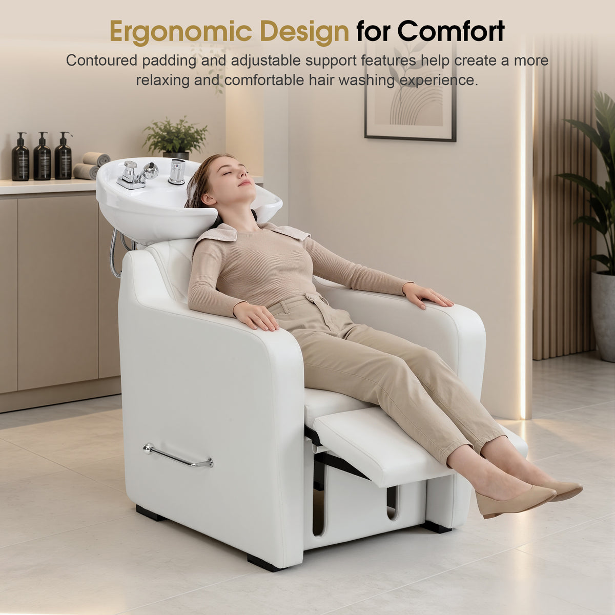 BarberPub Backwash Shampoo Chair and Bowl Set for Salon, 9064