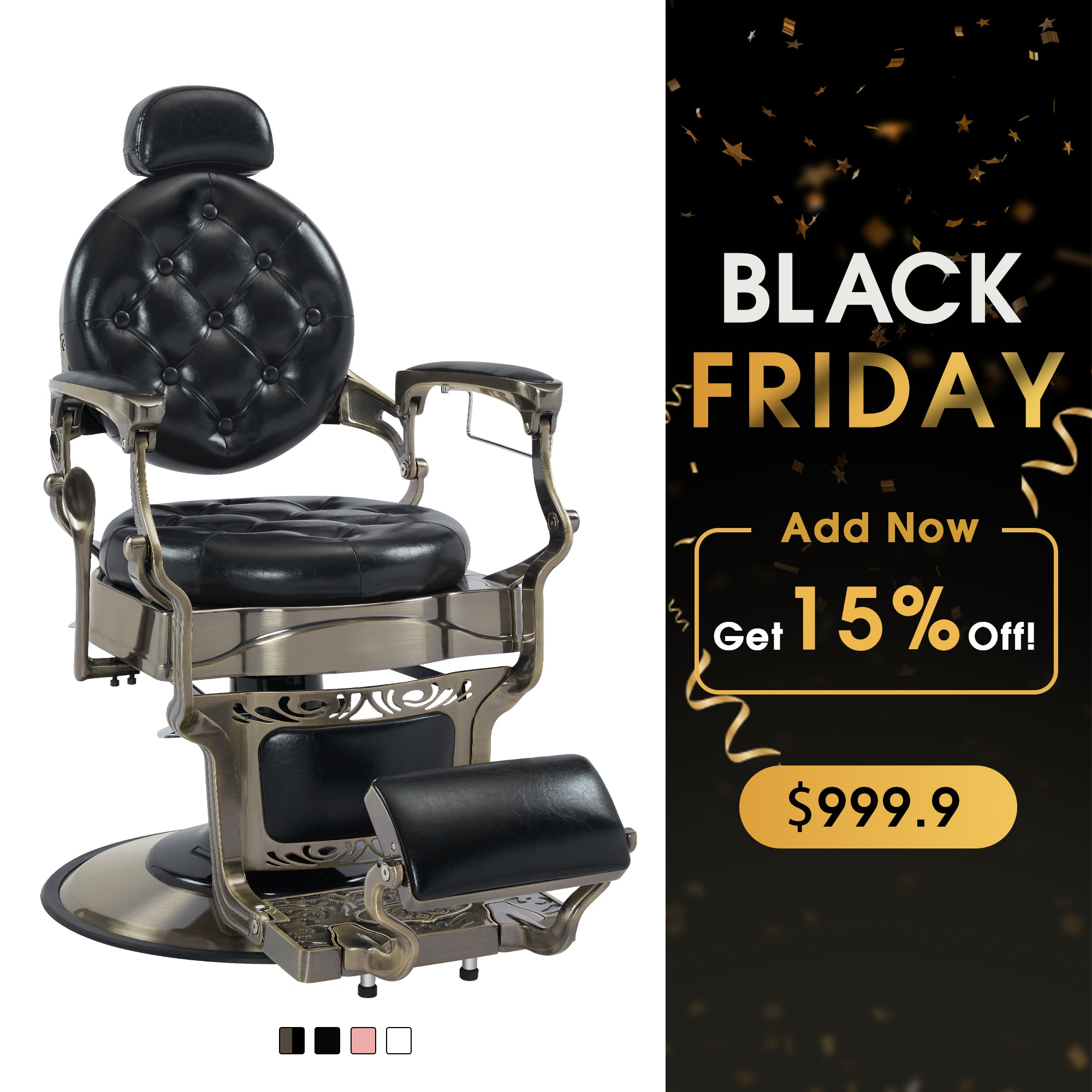 BarberPub Vintage Barber Chair, Heavy Duty Metal Retro Reclining Salon Chair 8914