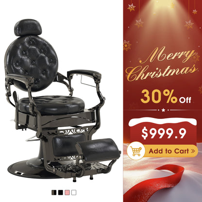 BarberPub Vintage Barber Chair, Heavy Duty Metal Retro Reclining Salon Chair 8914