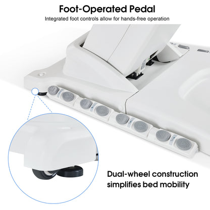 4-Motor Electric Facial Spa Bed with Hand & Foot Control, PU Leather Esthetician Adjustable Massage Table, 440 lbs Capacity 2119