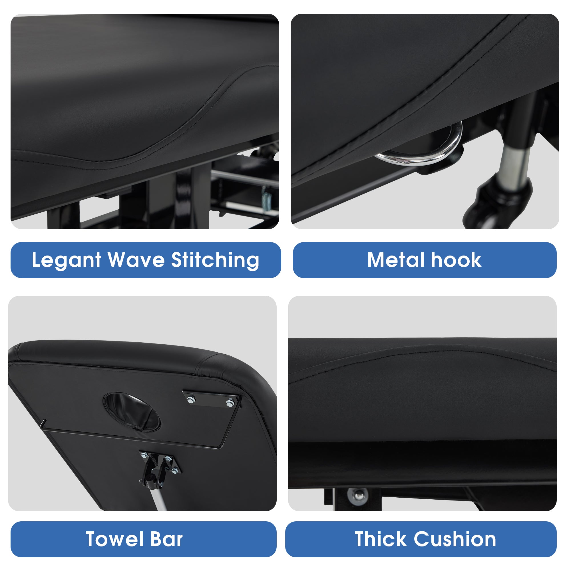 2 Motors Electric Facial Bed with Adjustable Height & Backrest, Rolling Message Tattoo Chair 2750