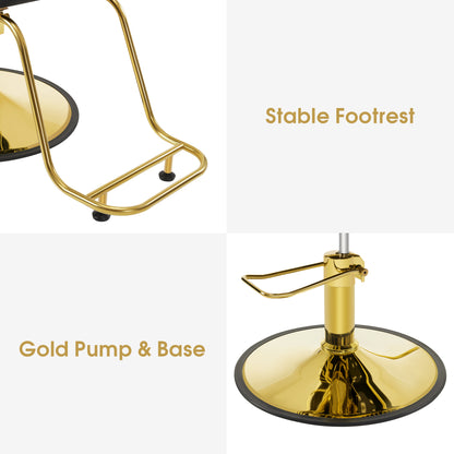 BarberPub Salon Chair 8677 & Backwash Shampoo Chair 8670 Set – Hydraulic Salon Chair with Ceramic Shampoo Bowl