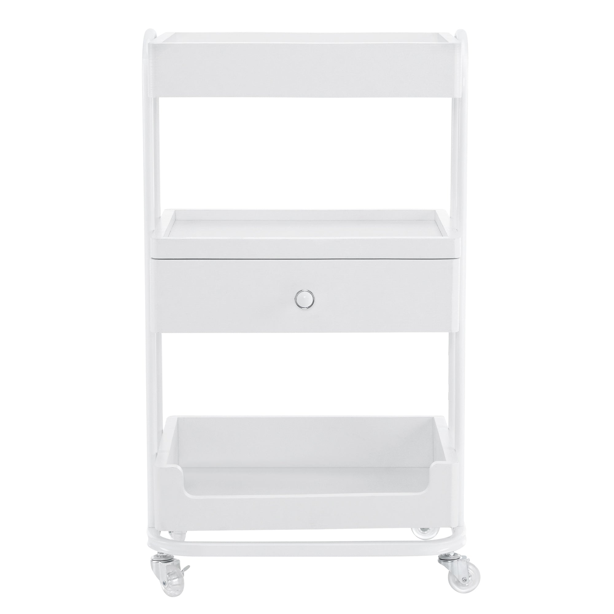 BarberPub Salon Trolley with Wheels, SPA Storage Stylist Cart with Shelves 2086