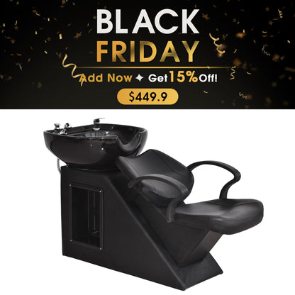 BarberPub Shampoo Chair, Ceramic Bowl Backwash Sink Barber Chair for Salon 9020