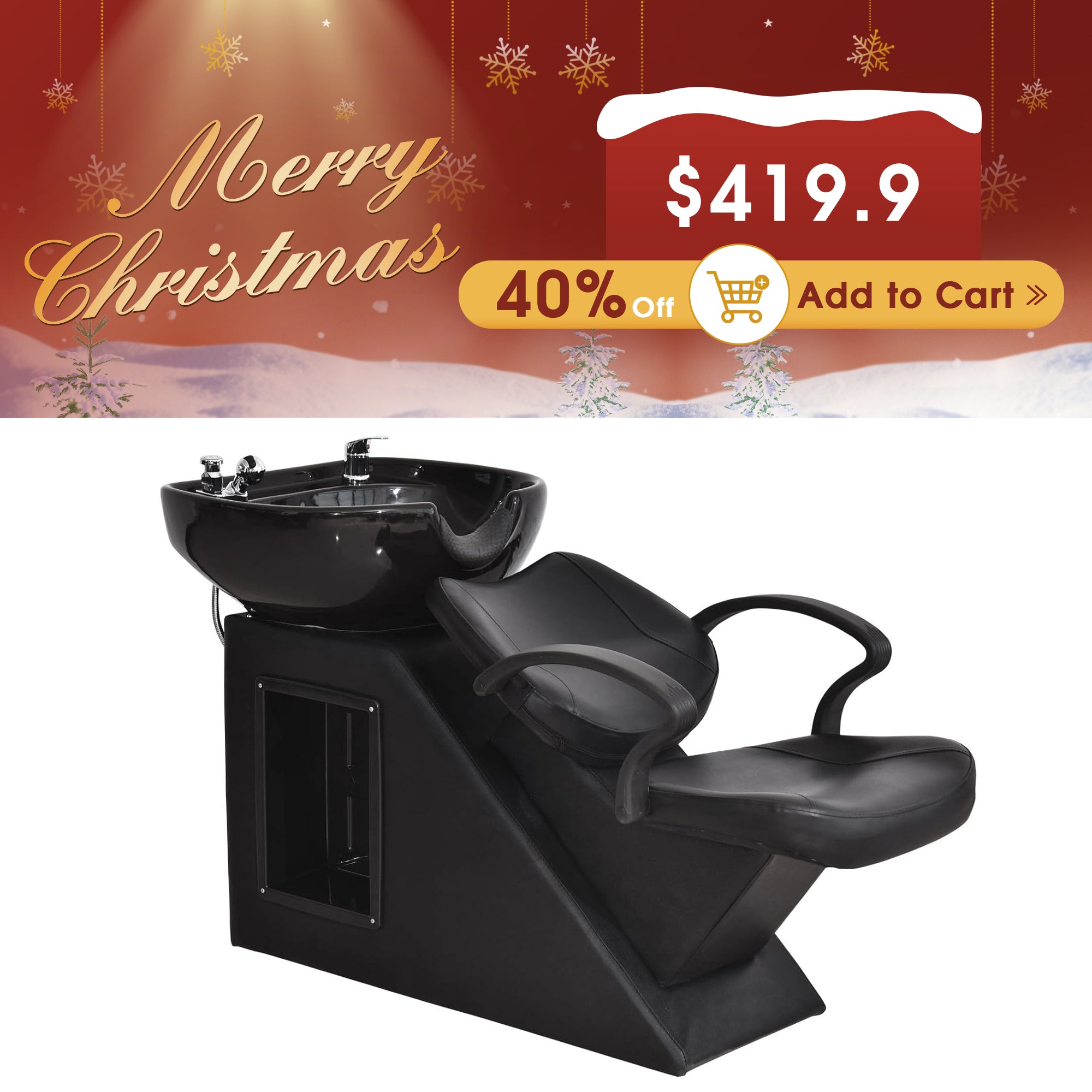 BarberPub Shampoo Chair, Ceramic Bowl Backwash Sink Barber Chair for Salon 9020