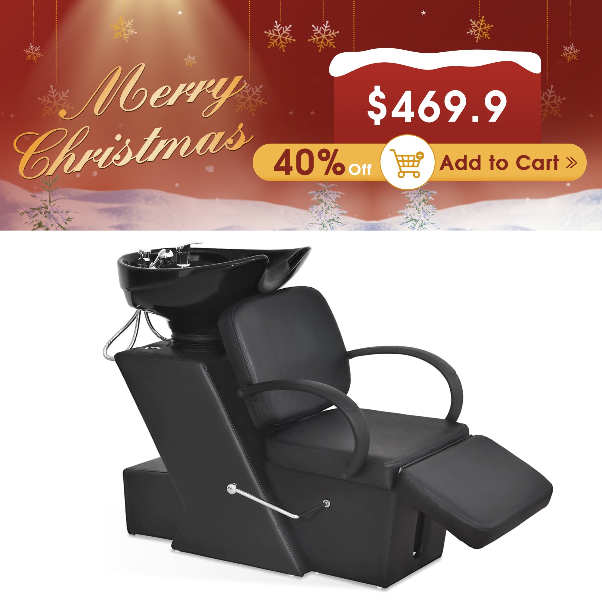 BarberPub Backwash Shampoo Station Chair, Adjustable Ceramic Bowl Barber Station 9051